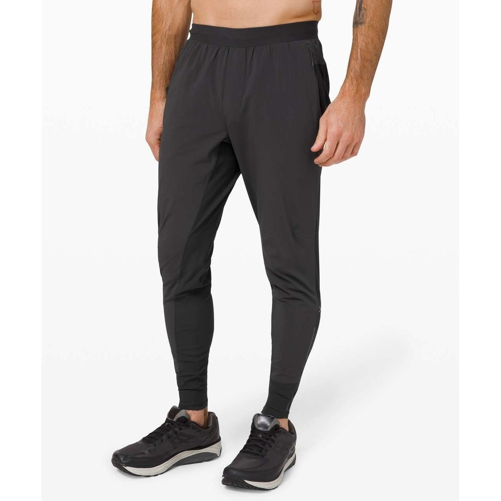 Lululemon Surge Hybrid Pant Tall Mens M Black Performance Stretch Gym Ankle Zip